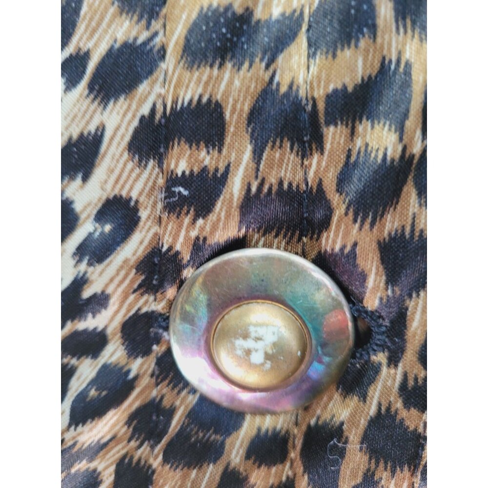 Vintage Jade of the East Jacket Leopard Print Pockets Button Light Weight - Picture 11 of 16